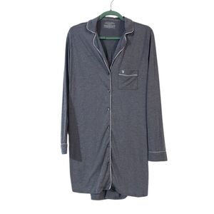 VICTORIA'S SECRET Womens Gray Long Sleeve Buttoned Sleep Night Shirt Size Medium